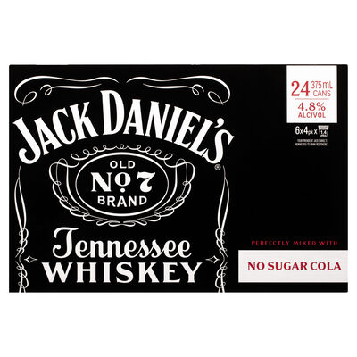 Jack Daniels No Sugar Cola Can 375mL Carton 24 | Liquorland
