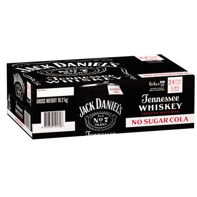 Jack Daniels No Sugar Cola Can 375mL Carton 24 | Liquorland