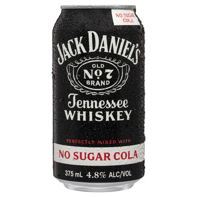 Jack Daniels No Sugar Cola Can 375mL Each | Liquorland