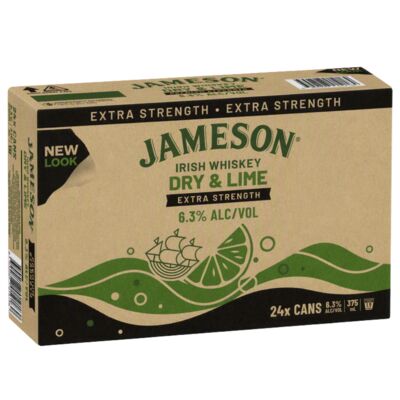Jameson Smooth Dry Lime 6 3 Can 375mL Carton 24 | Liquorland