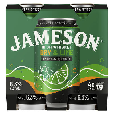 Jameson Smooth Dry Lime 6 3 Can 375mL Pack 4 | Liquorland