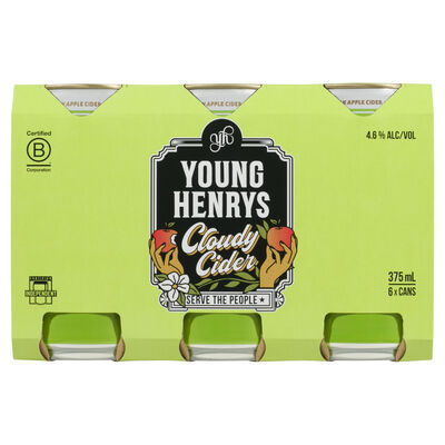 Young Henrys Cloudy Cider Can 375mL Pack 6 | undefined