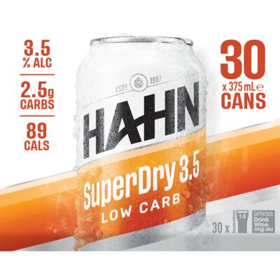 Hahn Super Dry 3 5 Block Can 375mL Pack 30 | Liquorland
