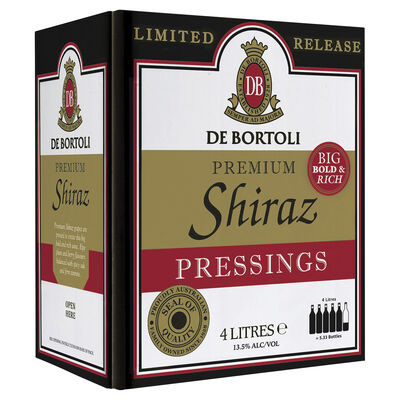De Bortoli Premium Shiraz Pressings Cask 4l Each | Liquorland