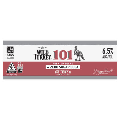 Wild Turkey 101 Zero Sugar Cola Can 375mL Carton 24 | Liquorland