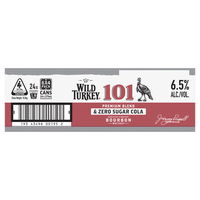 Wild Turkey 101 Zero Sugar Cola Can 375mL Carton 24 | Liquorland