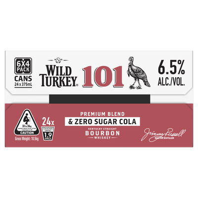 Wild Turkey 101 Zero Sugar Cola Can 375mL Carton 24 | Liquorland
