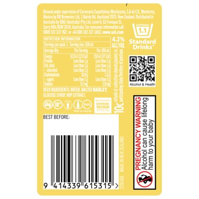Sol Beer Bottle 330mL Each | Liquorland