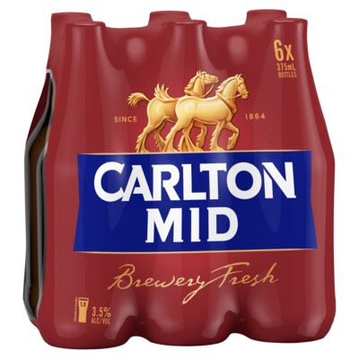 Carlton Mid Bottle 375mL Pack 6 | Liquorland