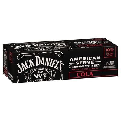 Jack Daniels American Serve Cola Can 250mL 10pk Pack 10 | Liquorland