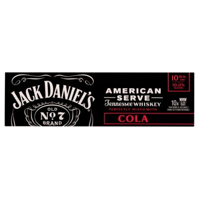 Jack Daniels American Serve Cola Can 250mL 10pk Pack 10 | Liquorland