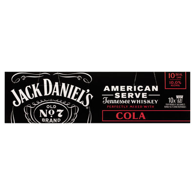 Jack Daniels American Serve Cola Can 250mL 10pk Pack 10 | Liquorland