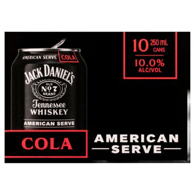 Jack Daniels American Serve Cola Can 250mL 10pk Pack 10 | Liquorland