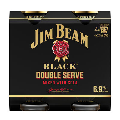 Jim Beam Black Double Serve 6 9 Can 375mL Pack 4 | Liquorland