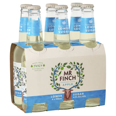 Mr Finch Apple Lower Sugar Cider Bottle 330mL Pack 6 | Liquorland