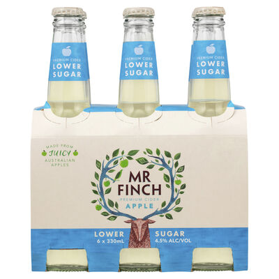 Mr Finch Apple Lower Sugar Cider Bottle 330mL Pack 6 | Liquorland
