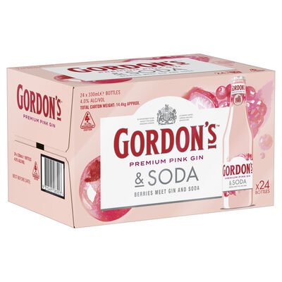 Gordons Pink Gin Rtd Bottle 330mL Carton 24 | Liquorland