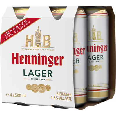 Henninger Lager Can 500mL Pack 4 | Liquorland