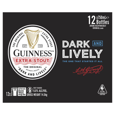 Guinness Stout Bottle 750mL Carton 12 | undefined