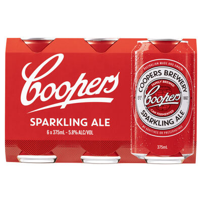 Coopers Sparkling Ale Can 375mL Pack 6 | Liquorland