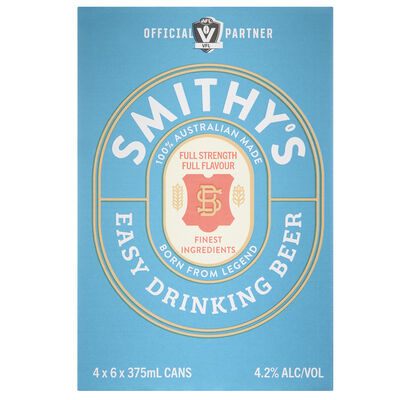 Smithy S Easy Drinking Beer Can 375mL Carton 24 | undefined