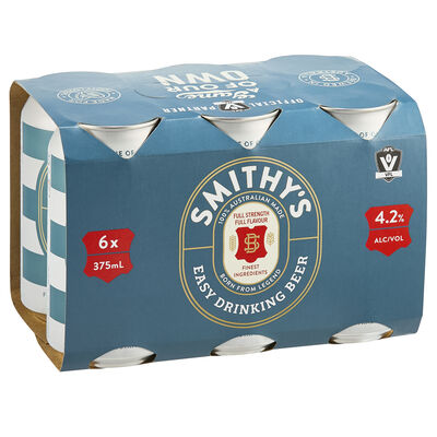 Smithy S Easy Drinking Beer Can 375mL Pack 6 | Liquorland