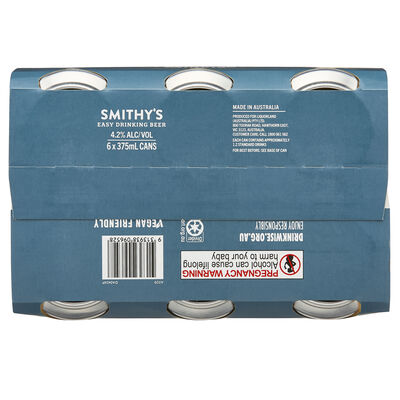 Smithy S Easy Drinking Beer Can 375mL Pack 6 | Liquorland