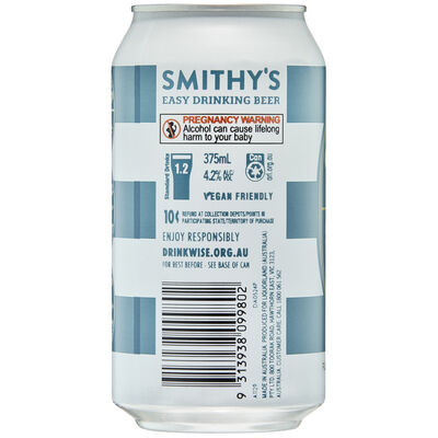 Smithy S Easy Drinking Beer Can 375mL Each | Liquorland