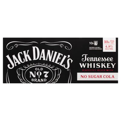 Jack Daniels No Sugar Cola Can 375mL 10pk Pack 10 | Liquorland