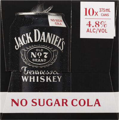 Jack Daniels No Sugar Cola Can 375mL 10pk Pack 10 | Liquorland