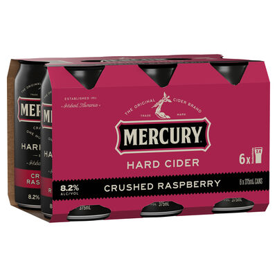 Mercury Hard Cider Crushed Raspberry Can 375mL Pack 6 | Liquorland
