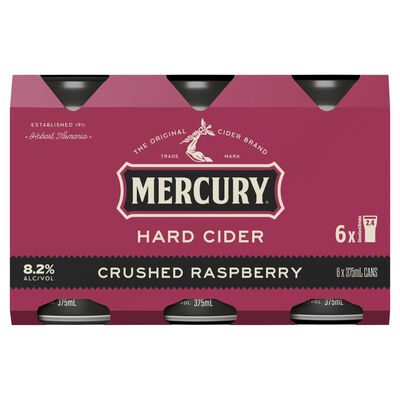 Mercury Hard Cider Crushed Raspberry Can 375mL Pack 6 | Liquorland