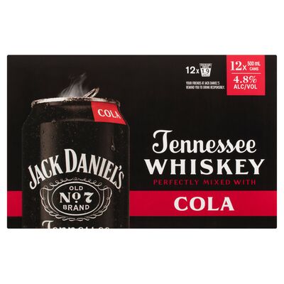 Jack Daniels Cola Tallie Can 500mL Pack 12 | Liquorland