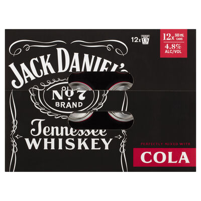 Jack Daniels Cola Tallie Can 500mL Pack 12 | Liquorland