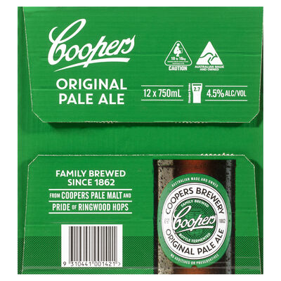 Coopers Original Pale Ale Bottle 750mL Carton 12 | Liquorland