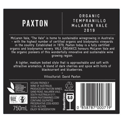 Paxton Vale Organics Tempranillo 750mL Each | undefined