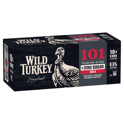 Wild Turkey Cola 101 Zero Sugar Cans 375mL 10pk Pack 10 | Liquorland