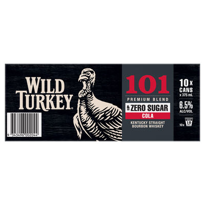Wild Turkey Cola 101 Zero Sugar Cans 375mL 10pk Pack 10 | Liquorland