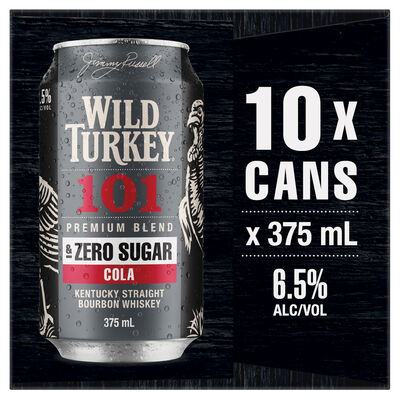 Wild Turkey Cola 101 Zero Sugar Cans 375mL 10pk Pack 10 | Liquorland