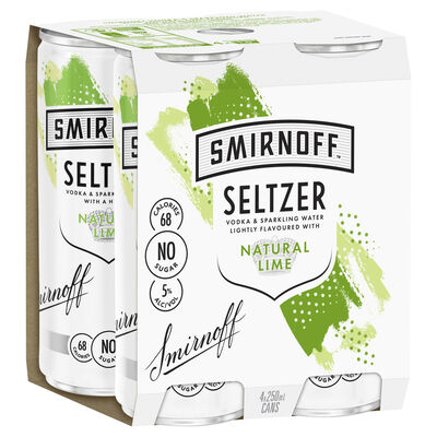 Smirnoff Seltzer Lime Can 250mL Pack 4 | Liquorland