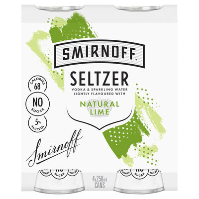 Smirnoff Seltzer Lime Can 250mL Pack 4 | Liquorland