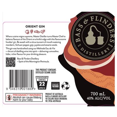 Bass Flinders Orient Gin 700mL Each | Liquorland