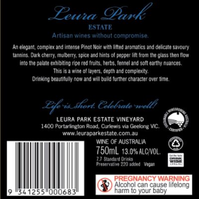 Leura Park Estate Pinot Noir 750mL Each | Liquorland