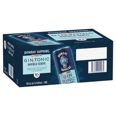 Bombay Sapphire Gin Tonic Double Serve 10 Can 250mL Carton 24 | Liquorland