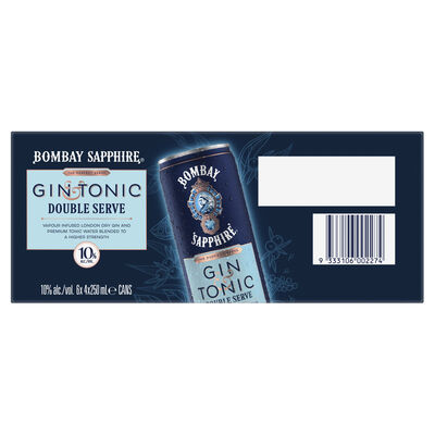 Bombay Sapphire Gin Tonic Double Serve 10 Can 250mL Carton 24 | Liquorland