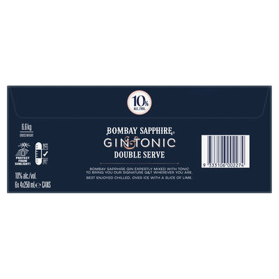 Bombay Sapphire Gin Tonic Double Serve 10 Can 250mL Carton 24 | Liquorland