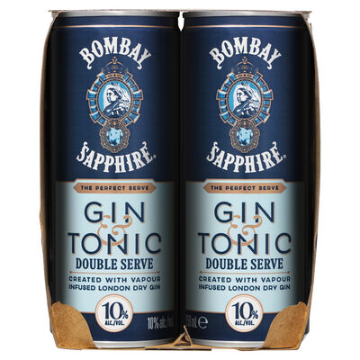 Bombay Sapphire Gin Tonic Double Serve 10 Can 250mL Pack 4 | Liquorland