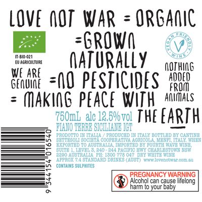 Love Not War Organic Fiano 750mL Each | undefined