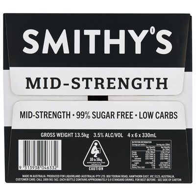 Smithy S Mid Strength Bottle 330mL Carton 24 | undefined