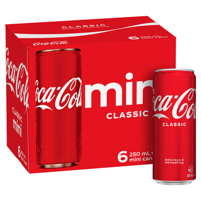 Coca Cola Classic Soft Drink Can 250mL Pack 6 | Liquorland